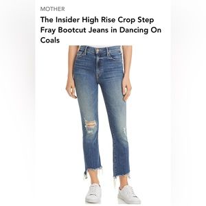 MOTHER high rise insider crop step chew size 30,  walking on coals wash